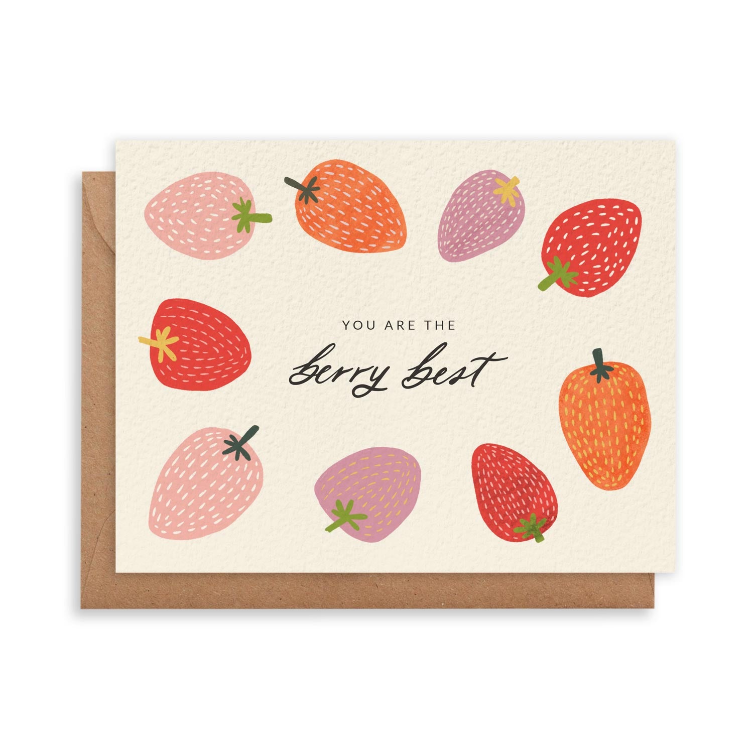 You Are The Berry Best Greeting Card with Vibrant Red, Pink, Orange Strawberries for Friendship, Birthday or Just Cause Greeting Cards