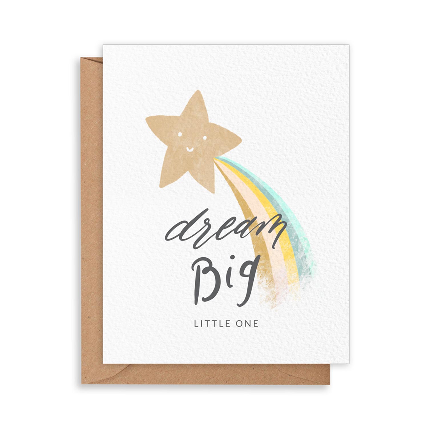 Greeting card with a sparkly shooting star wishing for big hopes and dreams for a little one