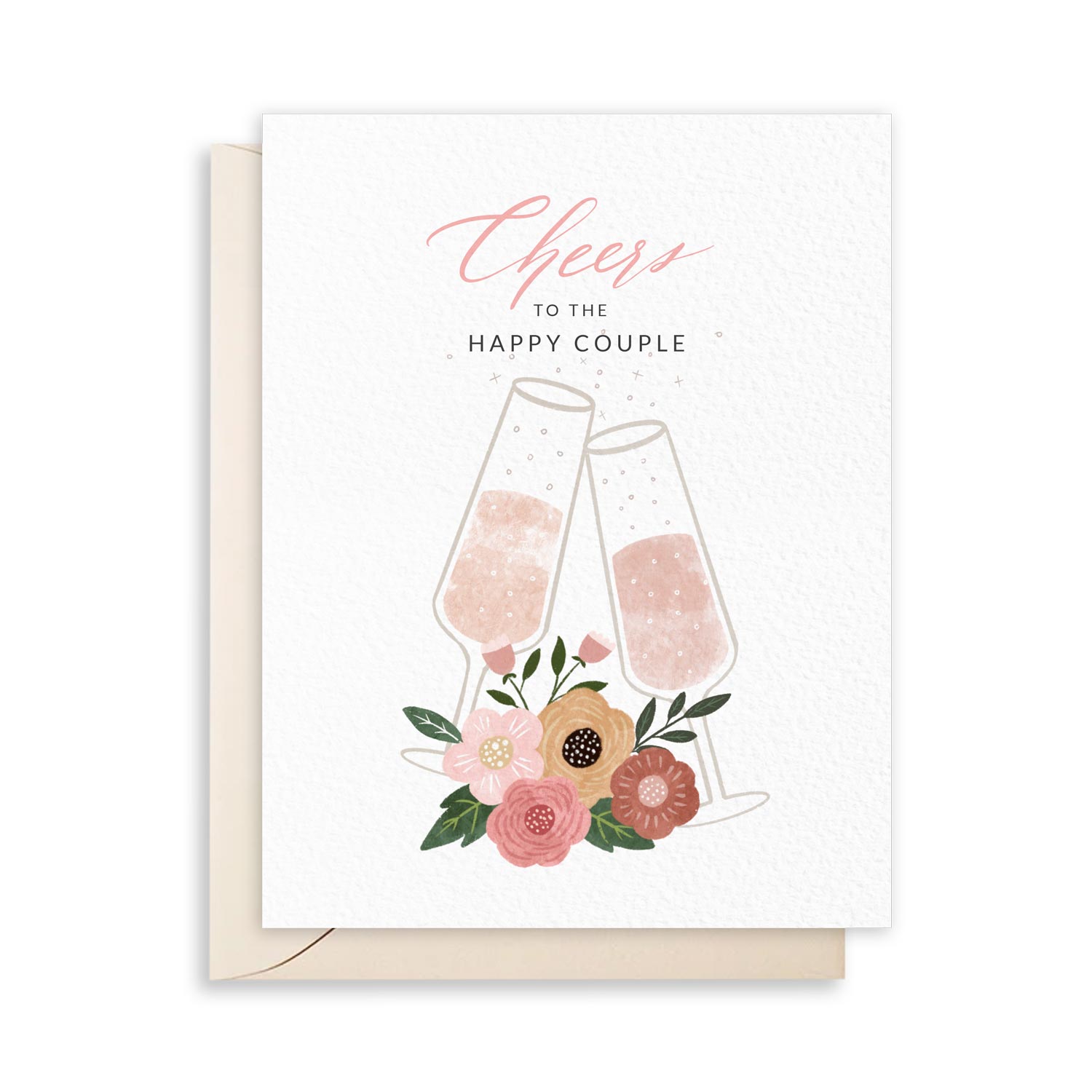 cheers to the happy couple wedding greeting card